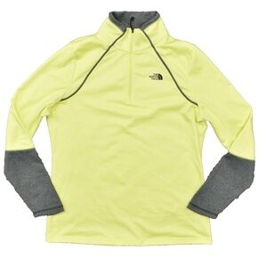 North Face Women's Size XL Neon Yellow Pullover Polyester 1/4 Zip Long Sleeve
